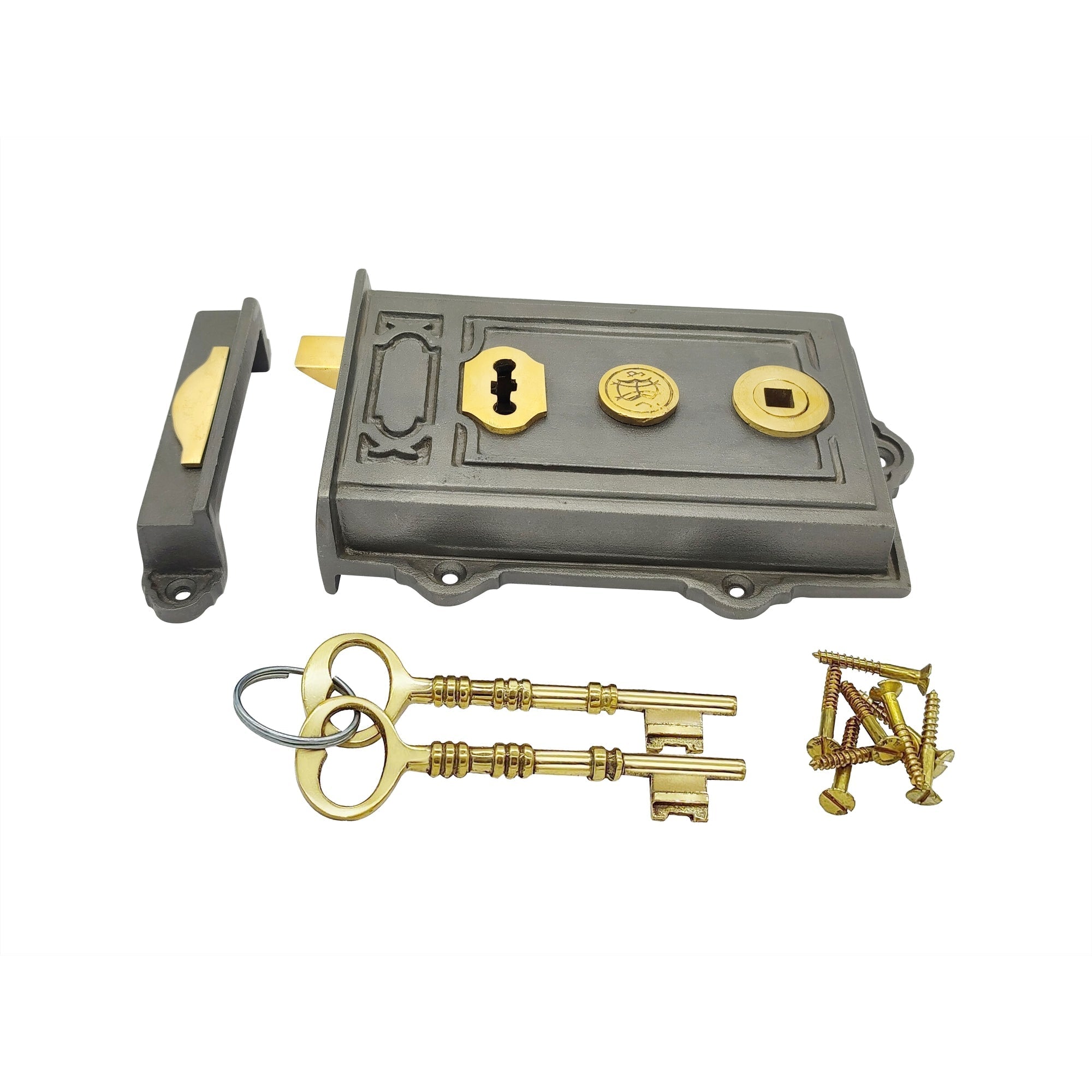 Hamilton Brass Iron Davenport Rim Lock Antique Iron Finish
