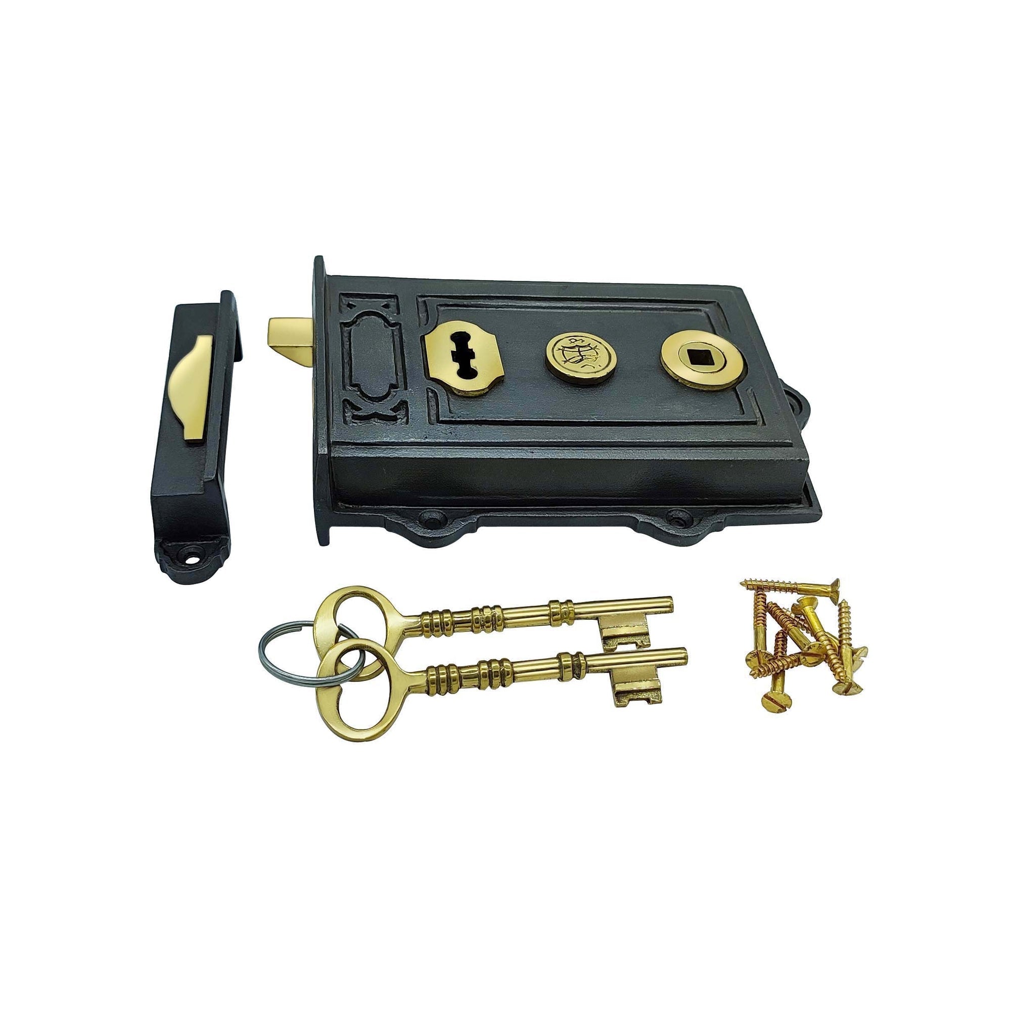 Hamilton Brass Iron Davenport Rim Lock Antique Iron Finish