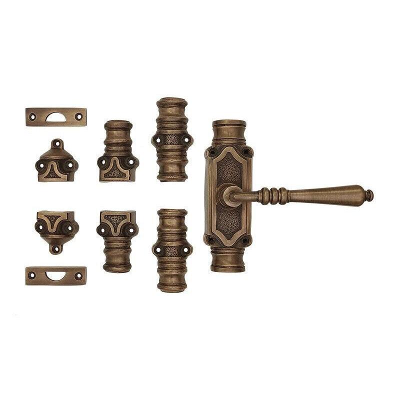 Hamilton Brass Lever Handle Door Brass Espagnolette Bolt or Cremone Bolt Unlacquered Antique Brass Upto 9 feet Doors