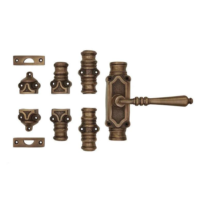Hamilton Brass Lever Handle Door Brass Espagnolette Bolt or Cremone Bolt Unlacquered Antique Brass Upto 9 feet Doors