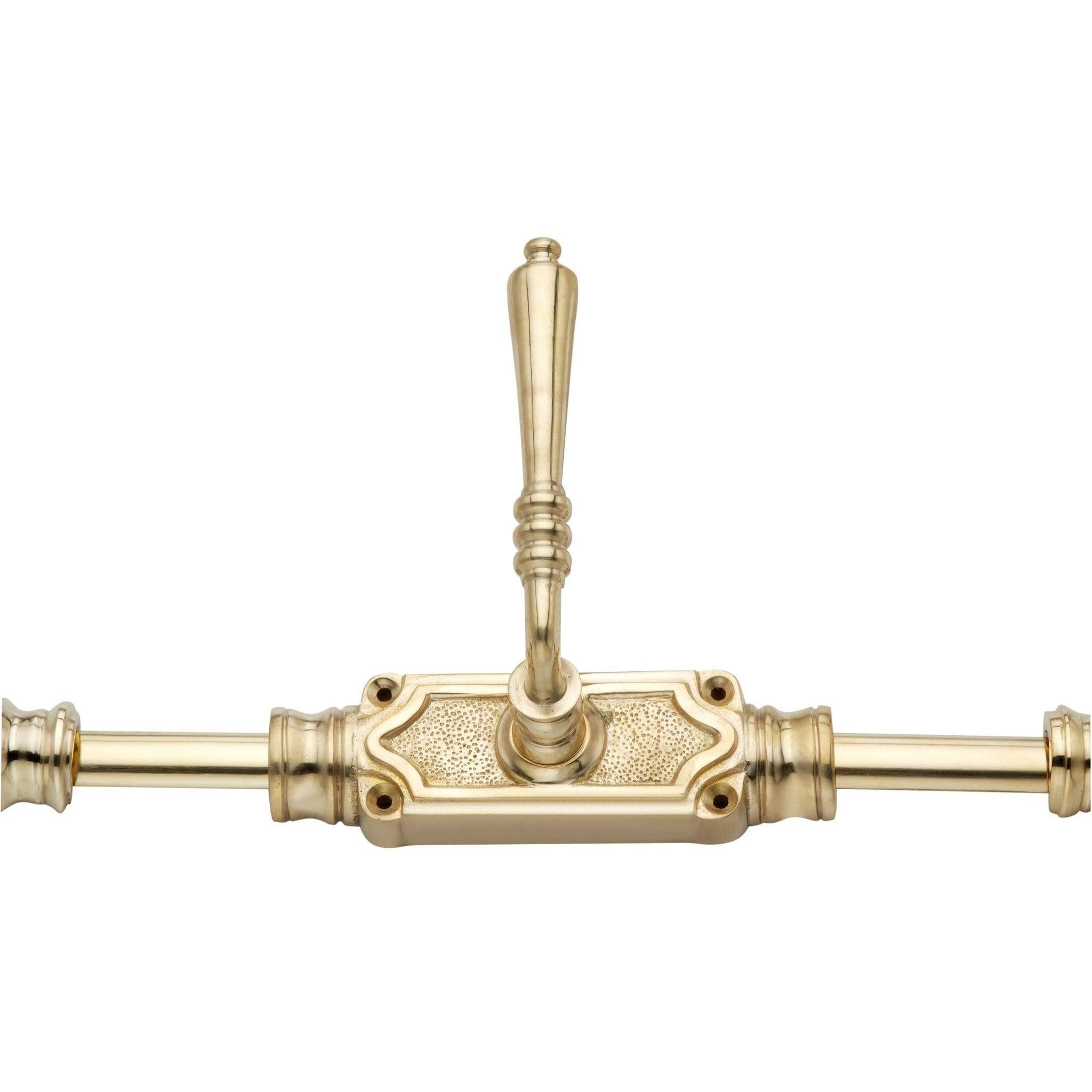 Hamilton Brass Lever Handle Door Brass Espagnolette Bolt or Cremone Bolt Unlacquered Polished Brass Up to 9 feet Doors