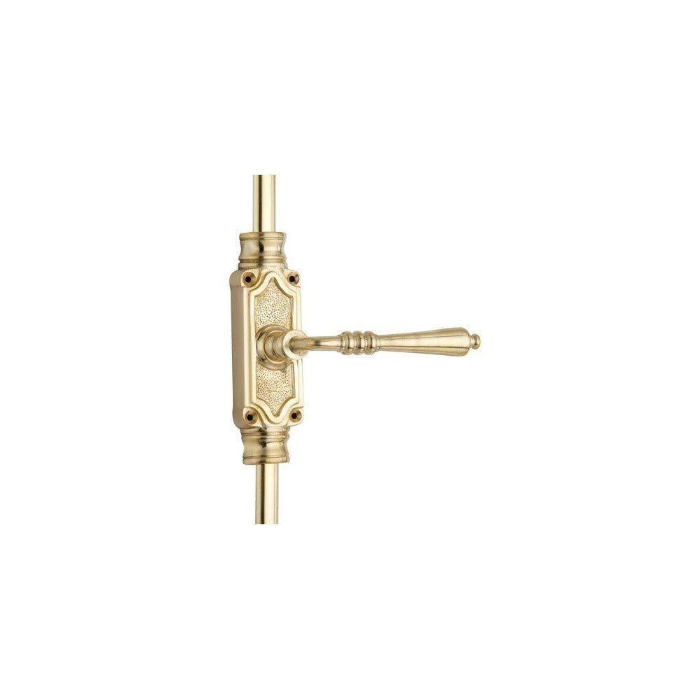 Hamilton Brass Lever Handle Door Brass Espagnolette Bolt or Cremone Bolt Unlacquered Polished Brass Up to 9 feet Doors