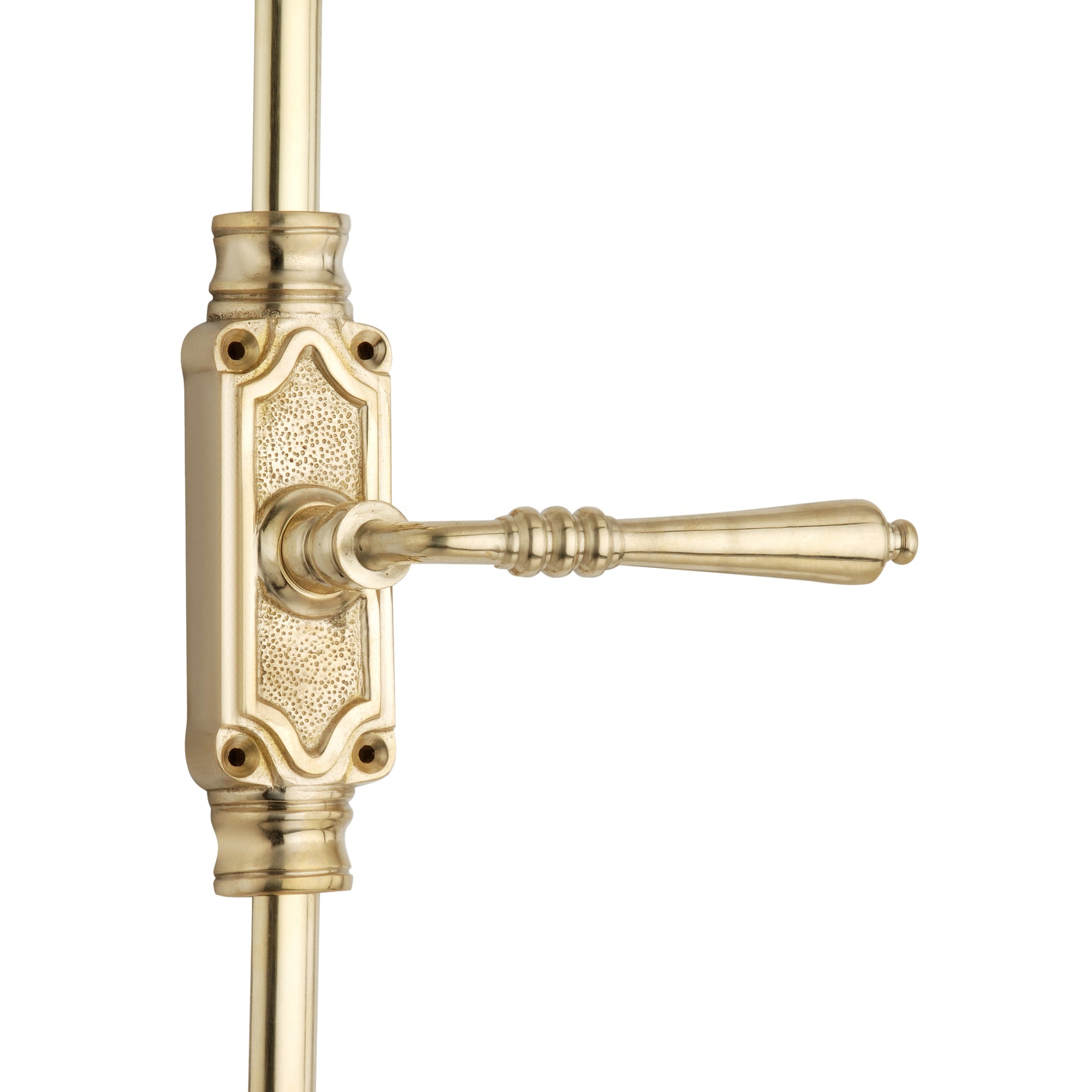 Hamilton Brass Lever Handle Door Brass Espagnolette Bolt or Cremone Bolt Unlacquered Polished Brass Up to 9 feet Doors