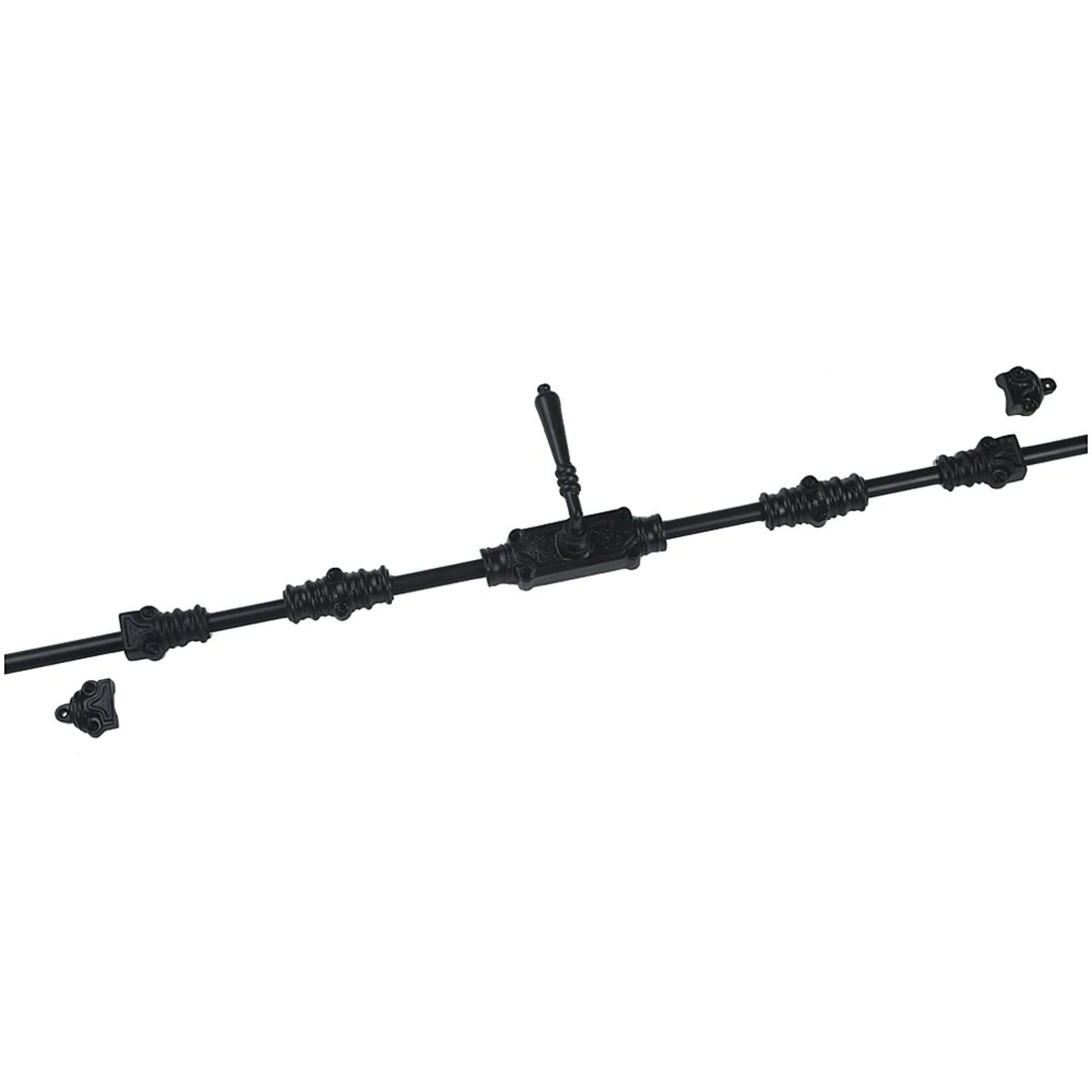 Hamilton Brass Lever Handle Door Iron Espagnolette Bolt or Cremone Bolt Hardware Black Powder Coated Up to 9 feet Doors (Right Hand)