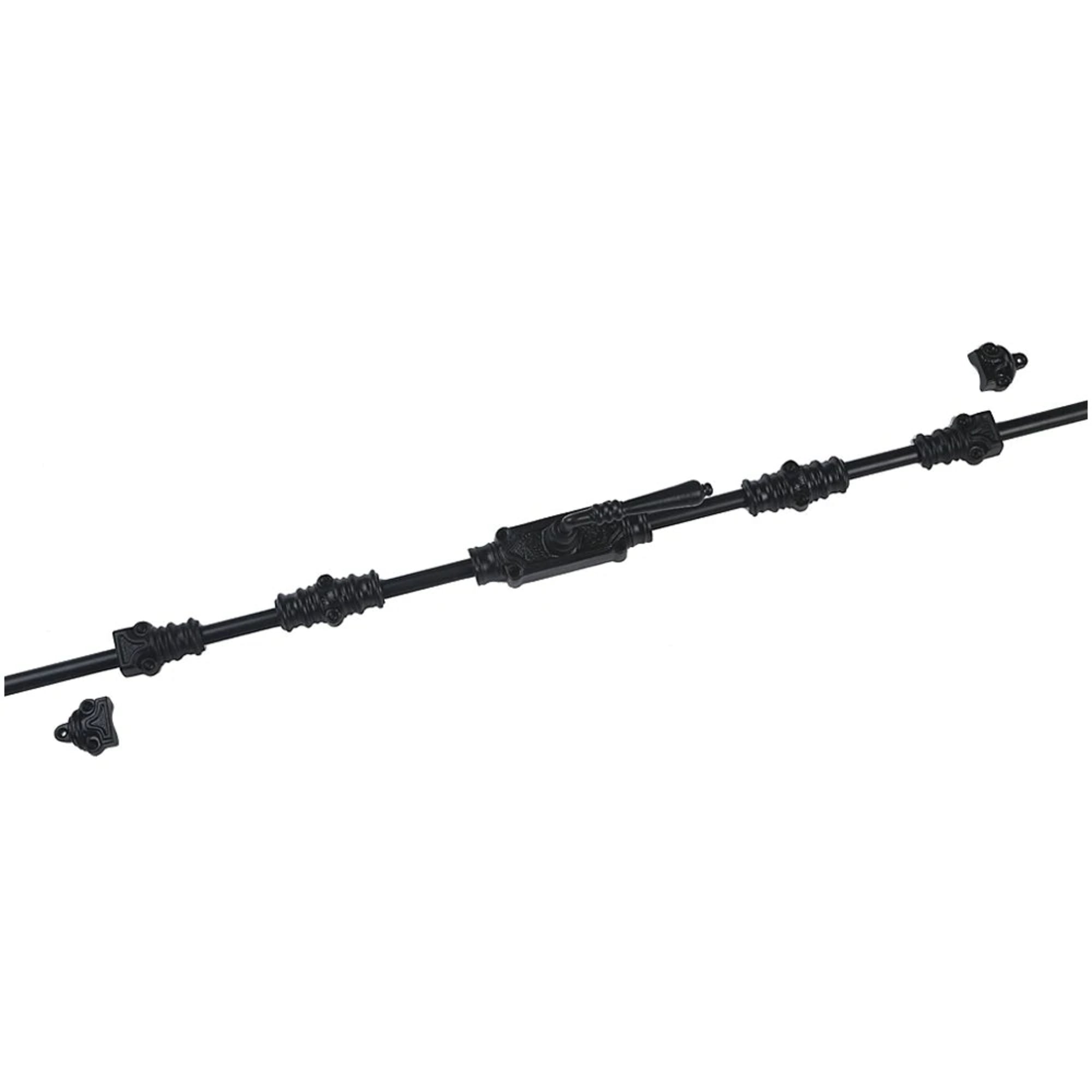 Hamilton Brass Lever Handle Door Iron Espagnolette Bolt or Cremone Bolt Hardware Black Powder Coated Up to 9 feet Doors (Right Hand)