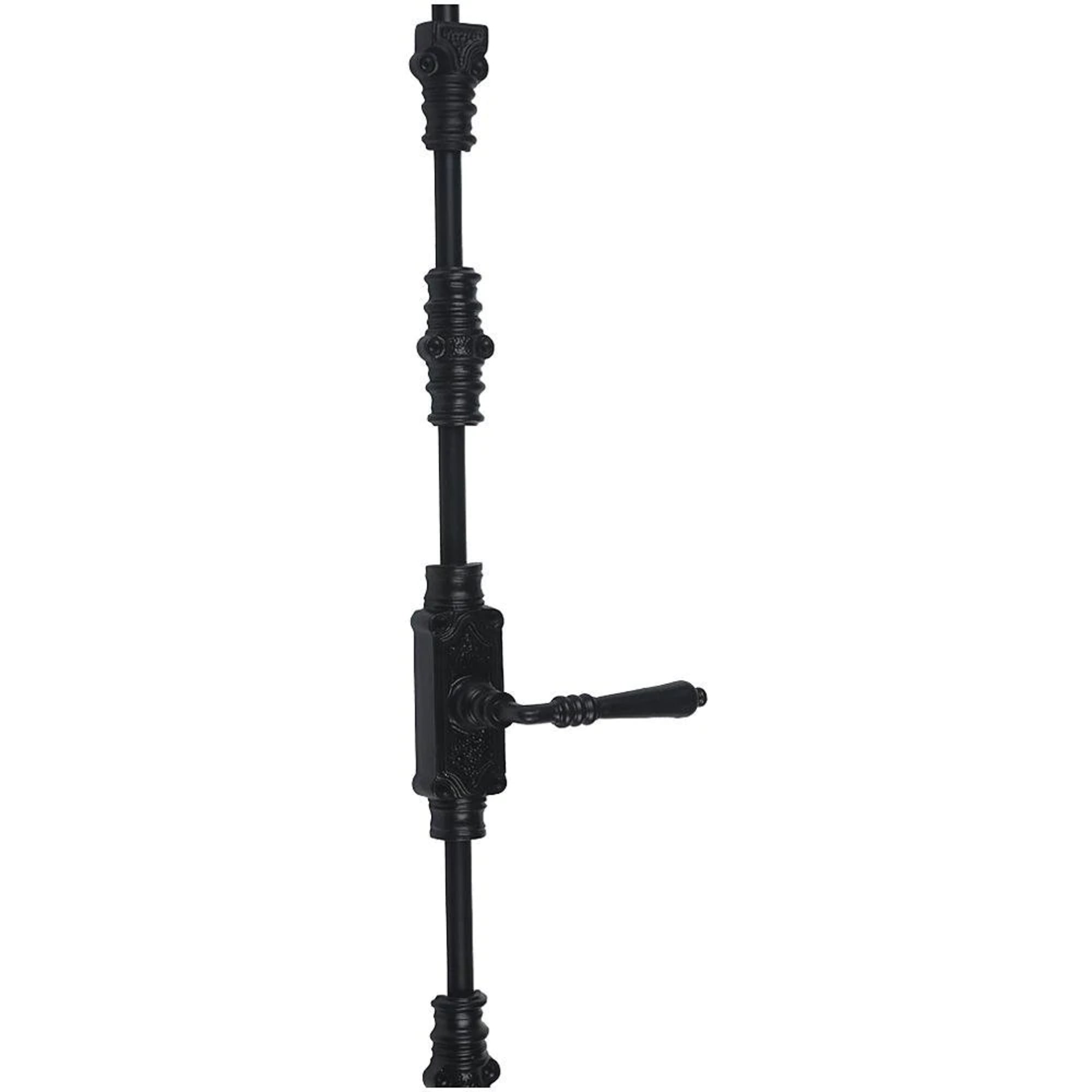 Hamilton Brass Lever Handle Door Iron Espagnolette Bolt or Cremone Bolt Hardware Black Powder Coated Up to 9 feet Doors (Right Hand)