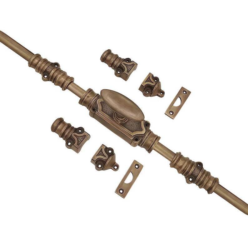 Hamilton Brass Stepney Door Brass Cremone/Espagnolette Bolt 9 feet Antique Brass Lacquered Up to 9 feet Doors
