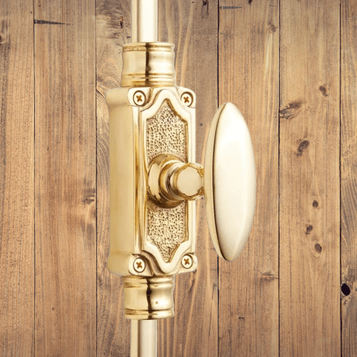 Hamilton Brass Stepney Door Brass Espagnolette Bolt or Cremone Bolt 9 feet Polished Brass Unlacquered Upto 9 feet Doors