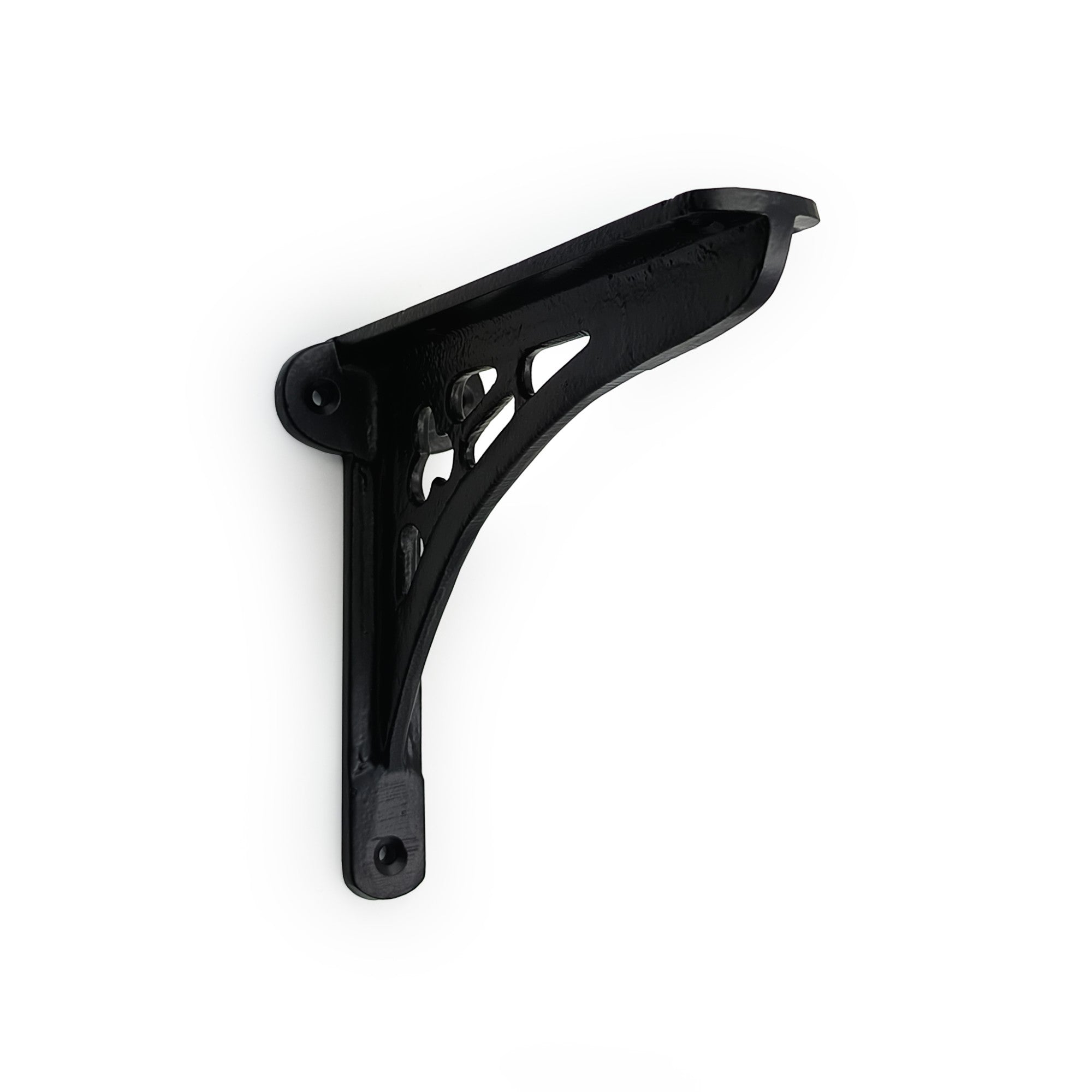 Cast Iron Shelf Bracket | 160 mm x 142 Black Powder Coated Heavy Duty Wall Mount with Multiple Screw Holes for Shelves, Kitchen, Garden, Home Decor | Durable Vintage Style, Black