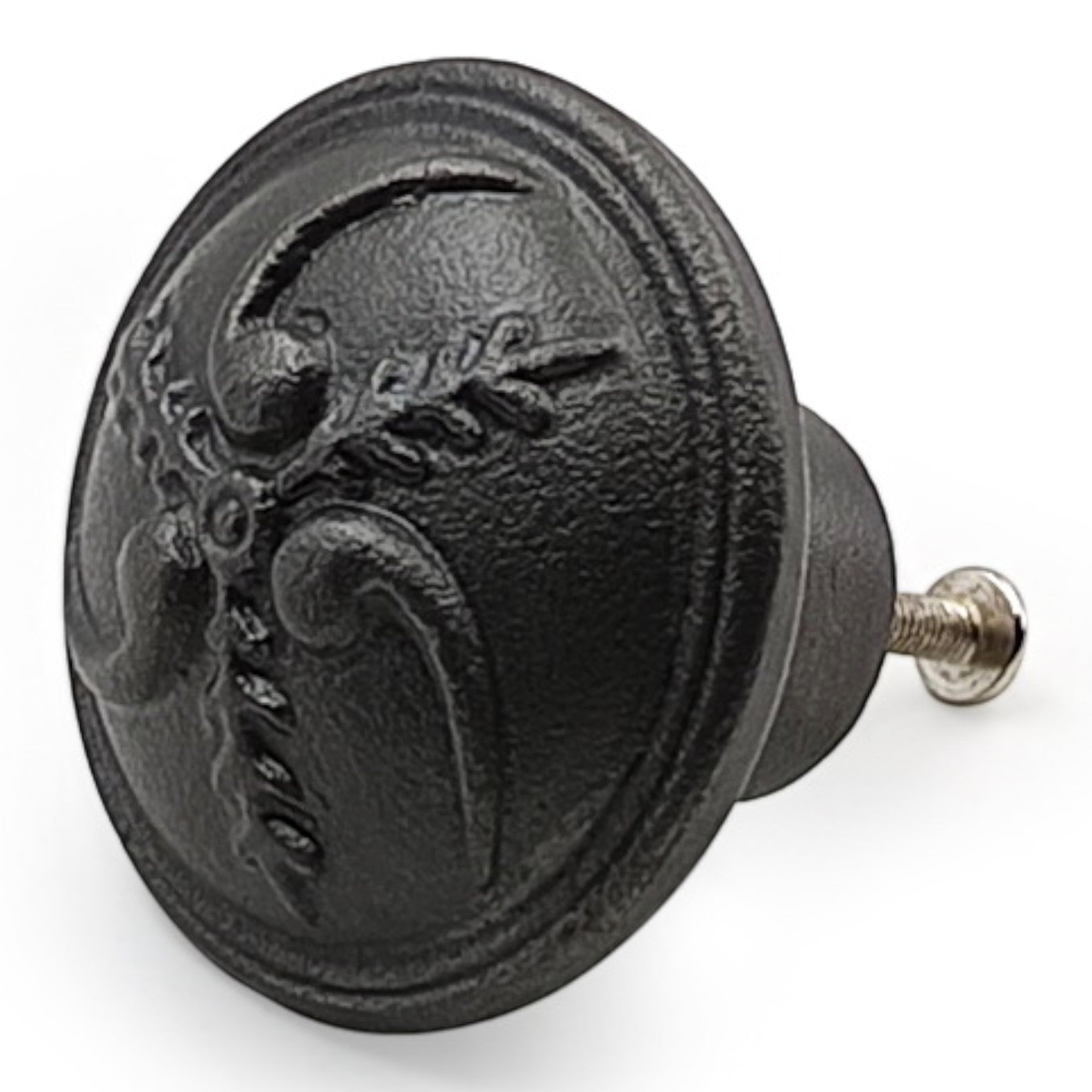 HAMILTON BRASS Cast Iron Black Cabinet Knob | Antique Iron Durable Rustic Drawer Pull Handle for Kitchen, Bedroom, Wardrobe, Dresser, Cupboard Round Vintage Hardware with Screw Included