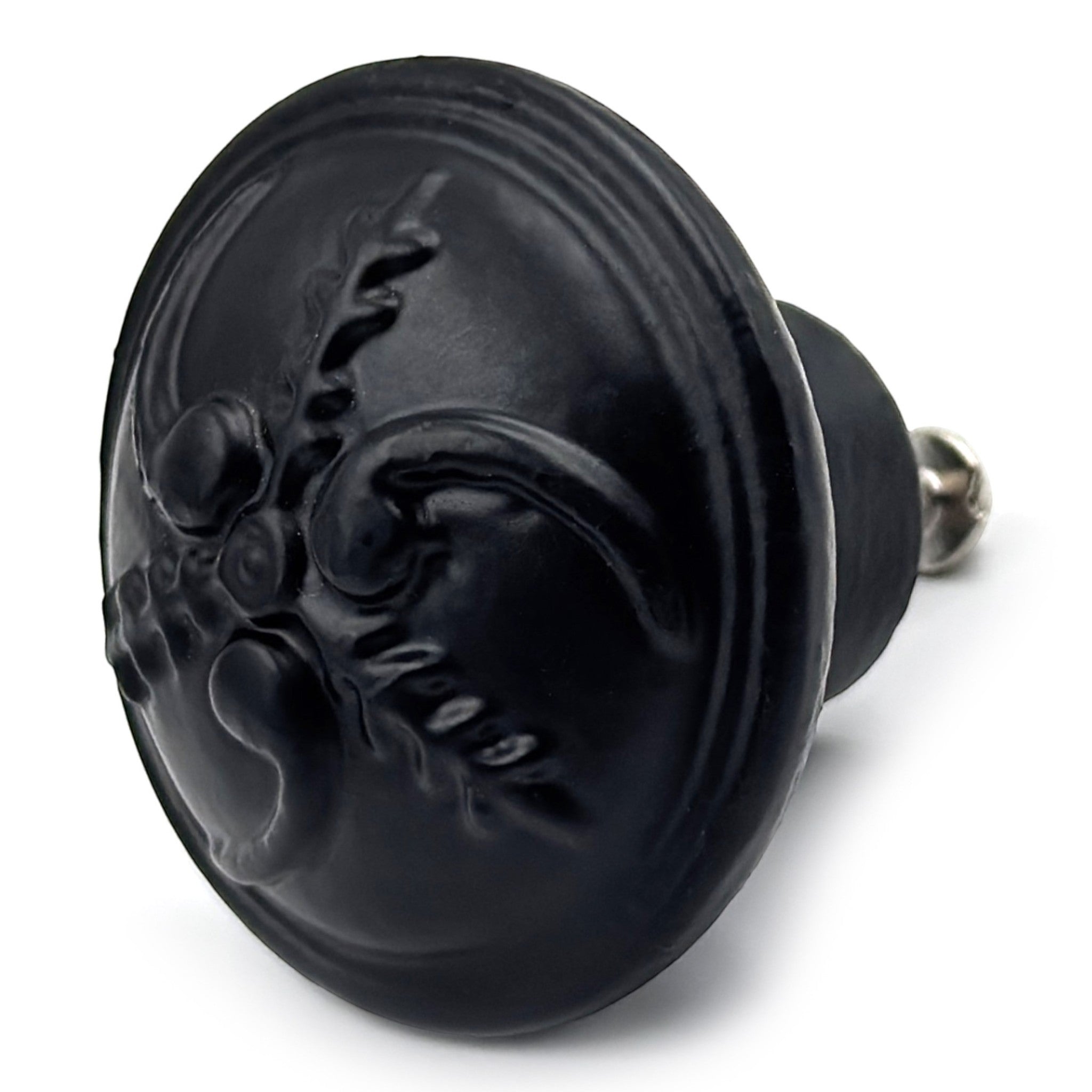 Cast Iron Style Black Cabinet Knob | Black Powder Coated Durable Rustic Drawer Pull Handle for Kitchen, Bedroom, Wardrobe, Cupboard Round Vintage Hardware with Screw Included