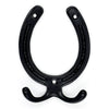 HAMILTON BRASS Wall Mounted Cast Iron Horseshoe Style Double Coat Hook | Black Powder Coated Hook | 110 mm Height × 81 mm Width × 26 mm Depth × 71 mm Base Width | Decorative Hanger for Coats