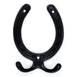 HAMILTON BRASS Wall Mounted Cast Iron Horseshoe Style Double Coat Hook | Black Powder Coated Hook | 110 mm Height × 81 mm Width × 26 mm Depth × 71 mm Base Width | Decorative Hanger for Coats