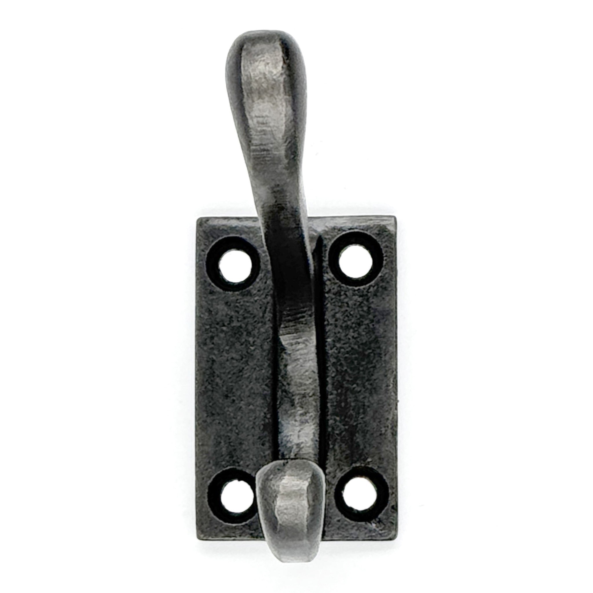 Wall Mounted Cast Iron Double Coat Hook | Antique Iron Finish | 73 mm Height × 75 mm Width × 47 mm Depth | Decorative Hanger for Coats, Hats, Bags | Compact Metal Hook for Home