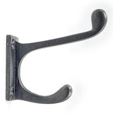 Wall Mounted Cast Iron Double Coat Hook | Antique Iron Finish | 73 mm Height × 75 mm Width × 47 mm Depth | Decorative Hanger for Coats, Hats, Bags | Compact Metal Hook for Home