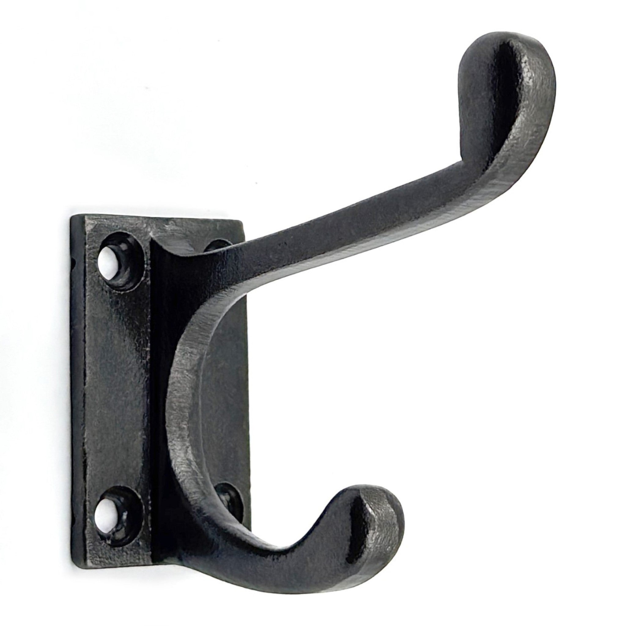 Wall Mounted Cast Iron Double Coat Hook | Antique Iron Finish | 73 mm Height × 75 mm Width × 47 mm Depth | Decorative Hanger for Coats, Hats, Bags | Compact Metal Hook for Home