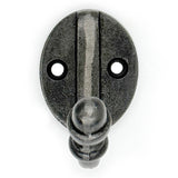 Wall Mounted Cast Iron Single Coat Hook | Antique Iron Finish | 60 mm Height × 70 mm Depth × 37 mm Width | Oval Base Decorative Hanger for Hats Keys Bags | Compact Hook for Home