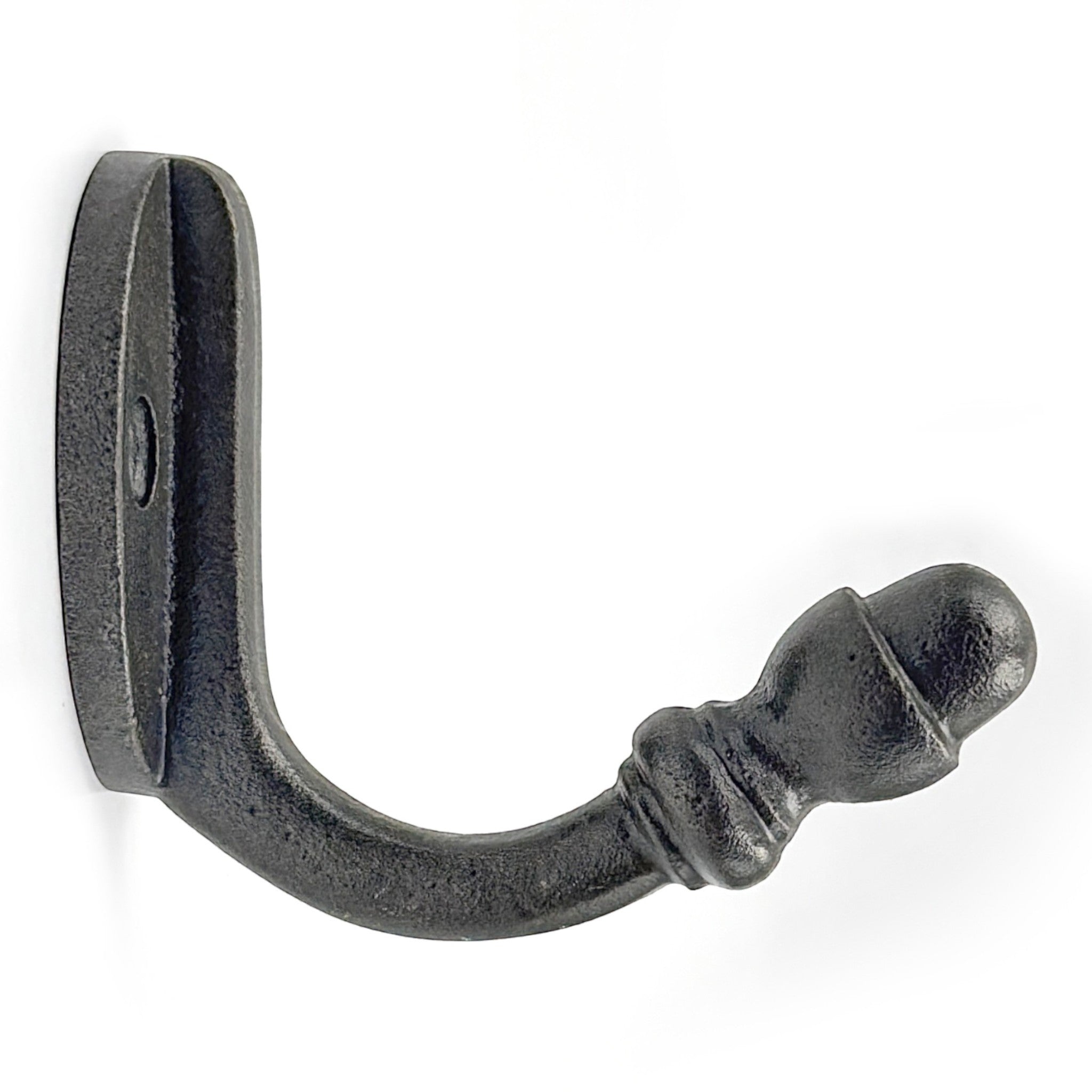 Wall Mounted Cast Iron Single Coat Hook | Antique Iron Finish | 60 mm Height × 70 mm Depth × 37 mm Width | Oval Base Decorative Hanger for Hats Keys Bags | Compact Hook for Home