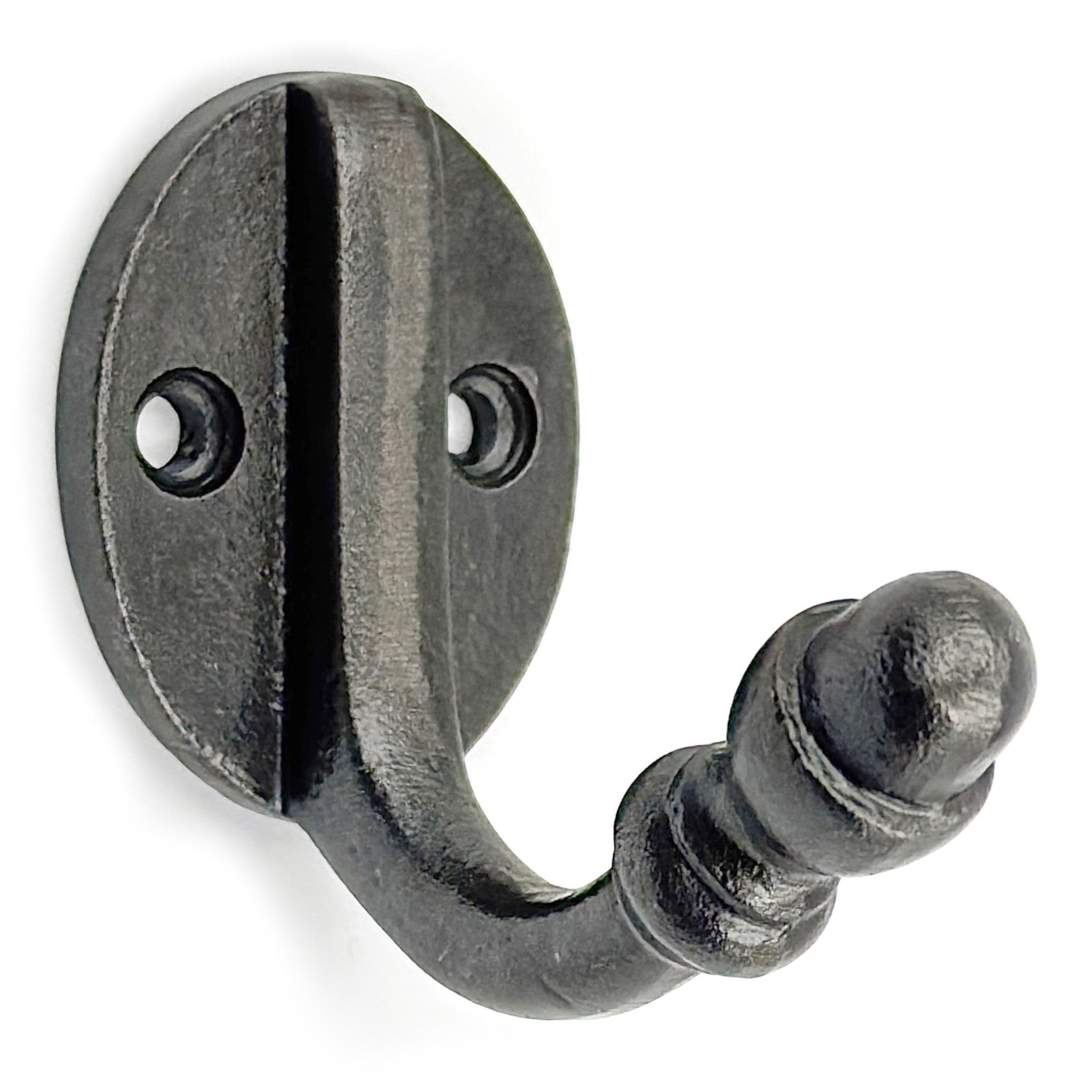 Wall Mounted Cast Iron Single Coat Hook | Antique Iron Finish | 60 mm Height × 70 mm Depth × 37 mm Width | Oval Base Decorative Hanger for Hats Keys Bags | Compact Hook for Home