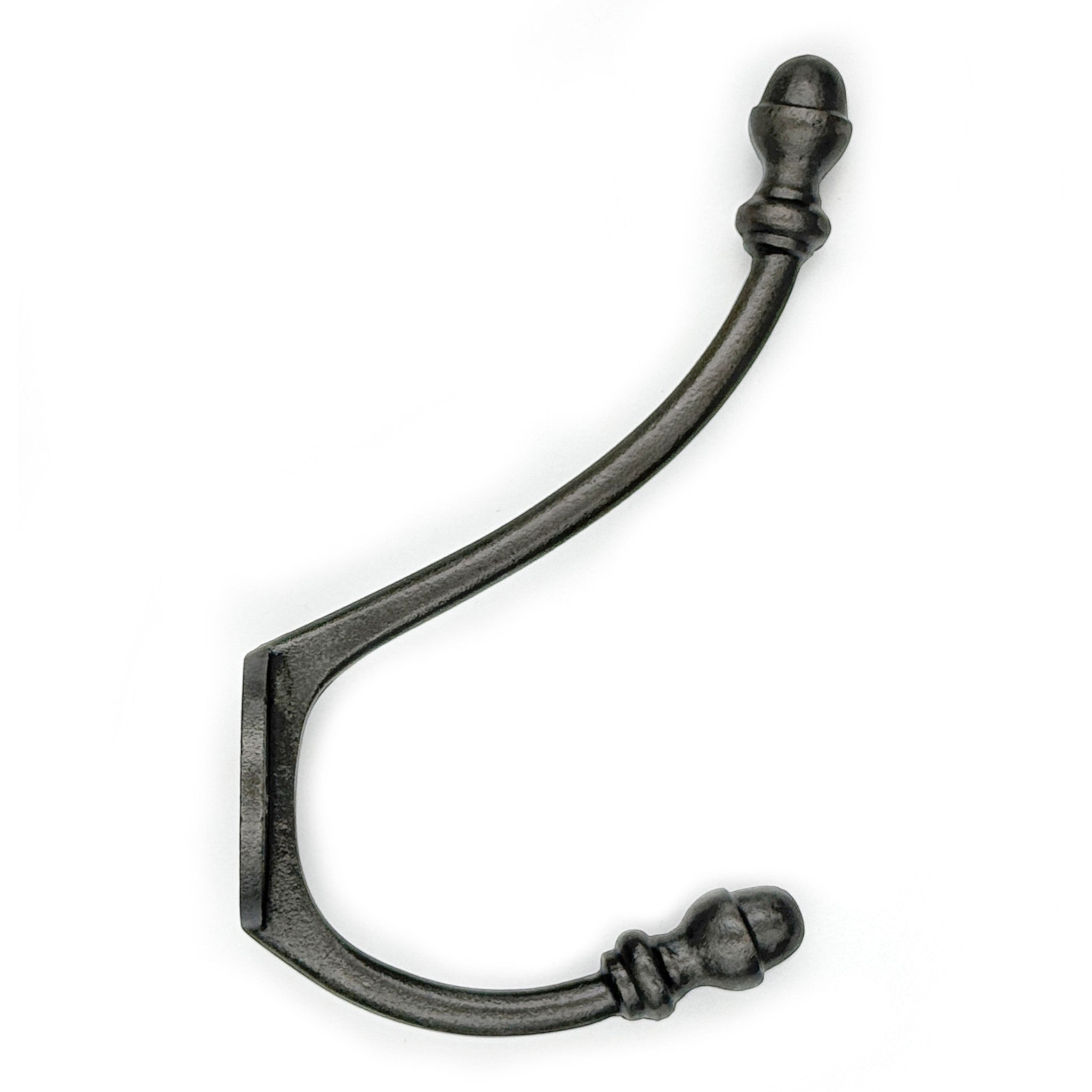 Wall Mounted Cast Iron Double Coat Hook | Antique Iron Finish | 158 mm Height × 95 mm Upper Depth × 90 mm Lower Depth × 35 mm Width | Oval Hanger for Coats, Hats | Home & Office