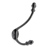 Wall Mounted Cast Iron Double Coat Hook | Antique Iron Finish | 158 mm Height × 95 mm Upper Depth × 90 mm Lower Depth × 35 mm Width | Oval Hanger for Coats, Hats | Home & Office