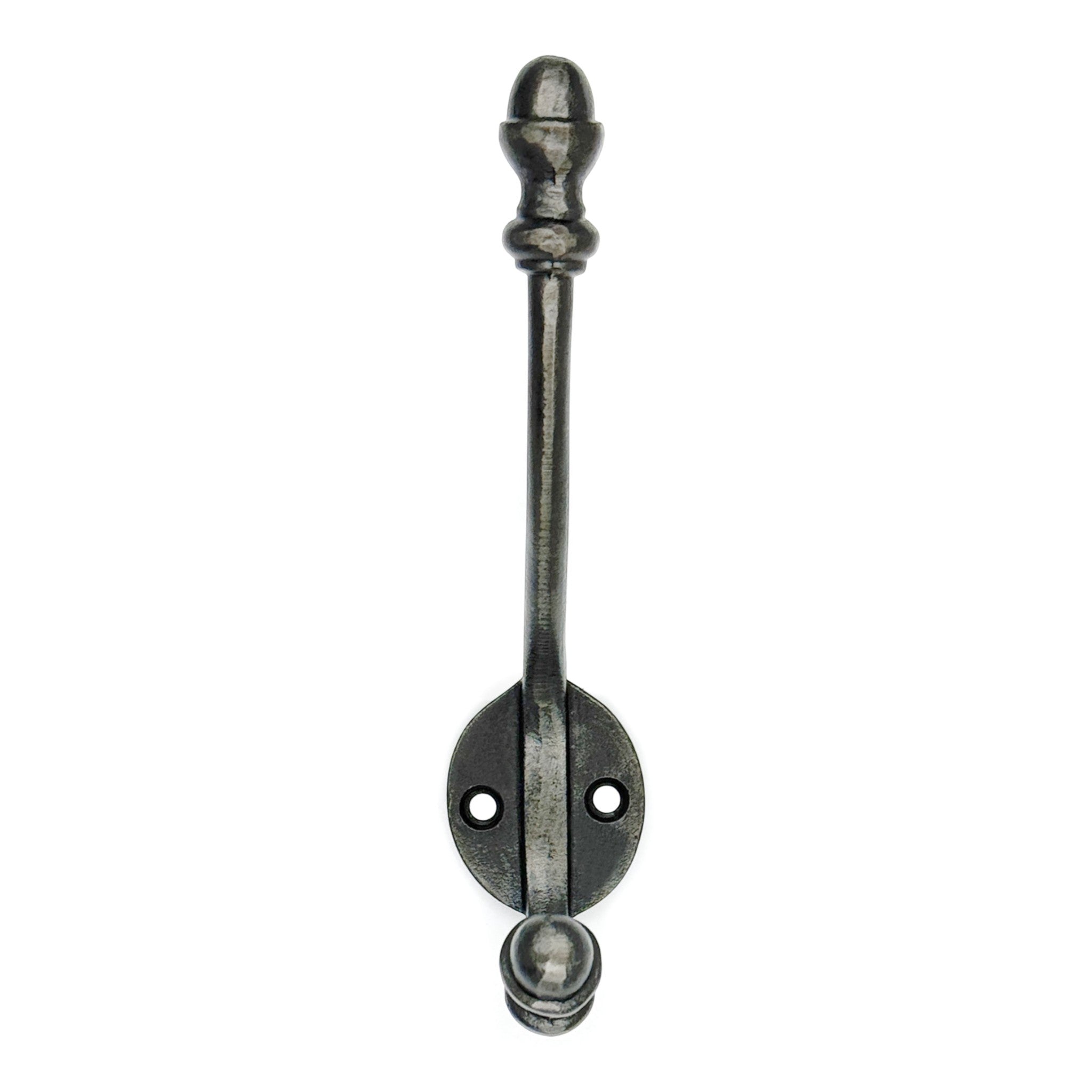 Wall Mounted Cast Iron Double Coat Hook | Antique Iron Finish | 158 mm Height × 95 mm Upper Depth × 90 mm Lower Depth × 35 mm Width | Oval Hanger for Coats, Hats | Home & Office