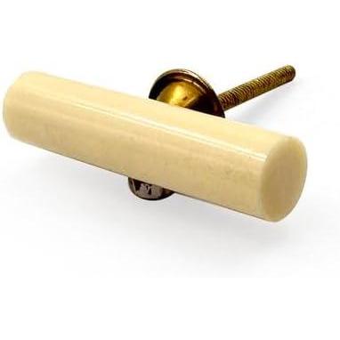 Long Cabinet Knob | Resin & Brass Material | Cream Shade with Ceramic Finish | Decorative Drawer Pull Handle for Dressers | 69x17 mm Face | 24.5 mm Depth | 66 mm Screw Length