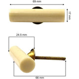 Long Cabinet Knob | Resin & Brass Material | Cream Shade with Ceramic Finish | Decorative Drawer Pull Handle for Dressers | 69x17 mm Face | 24.5 mm Depth | 66 mm Screw Length