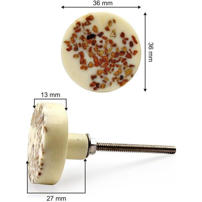 Resin Cabinet Knob | Ceramic Finish Round Drawer Pull Handle | Decorative Knob for Dressers, Cupboards, and Kitchen Cabinets | 36x36x27 mm with 13 mm Thickness | Pack of 1