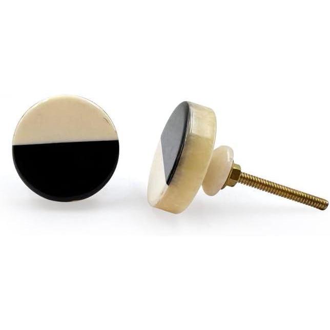 Round Cabinet Knob | Resin Material Drawer Pull Handle | Ceramic Finish Decorative Furniture Knob for Cupboards, Dressers & Wardrobes | 41mm Diameter, 24mm Depth, 13mm Thickness