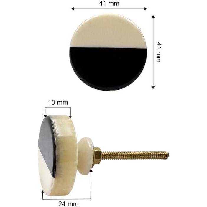 Round Cabinet Knob | Resin Material Drawer Pull Handle | Ceramic Finish Decorative Furniture Knob for Cupboards, Dressers & Wardrobes | 41mm Diameter, 24mm Depth, 13mm Thickness