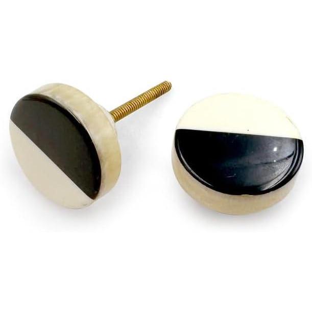Round Cabinet Knob | Resin Material Drawer Pull Handle | Ceramic Finish Decorative Furniture Knob for Cupboards, Dressers & Wardrobes | 41mm Diameter, 24mm Depth, 13mm Thickness