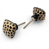 Square Horn Knob with Animal Print Design | Ceramic Finish Cabinet Drawer Handle | Decorative Furniture Knob for Cupboards Dressers | 38x38 mm Face | 30 mm Depth | 20 mm Height