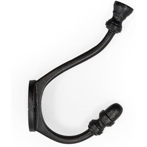 Wall Mounted Cast Iron Coat Hook with Dual Hooks | Antique Iron Finish | 125 mm Height x 78 mm Depth | Decorative Hanger for Coats, Hats | Sturdy Metal Wall Hook for Home