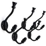 Wall Mounted Cast Iron Coat Hook with Dual Hooks | Antique Iron Finish | 125 mm Height x 78 mm Depth | Decorative Hanger for Coats, Hats | Sturdy Metal Wall Hook for Home