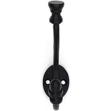 Wall Mounted Cast Iron Coat Hook with Dual Hooks | Black Powder Coated Finish | 125 mm Height x 78 mm Depth | Decorative Hanger for Coats, Hats | Sturdy Metal Wall Hook for Home