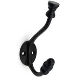 Wall Mounted Cast Iron Coat Hook with Dual Hooks | Black Powder Coated Finish | 125 mm Height x 78 mm Depth | Decorative Hanger for Coats, Hats | Sturdy Metal Wall Hook for Home