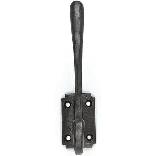 Wall Mounted Cast Iron Double Coat Hook | Antique Iron Hook | 150 mm Height × 95 mm Upper Hook × 70 mm Depth × 37.5 mm Base Width × 62 mm Base Height | Hanger for Coats, Hat