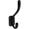 Wall Mounted Cast Iron Double Coat Hook | Black Powder Coated Hook | 150 mm Height × 95 mm Upper Hook × 70 mm Depth × 37.5 mm Base Width × 62 mm Base Height | Hanger for Coats