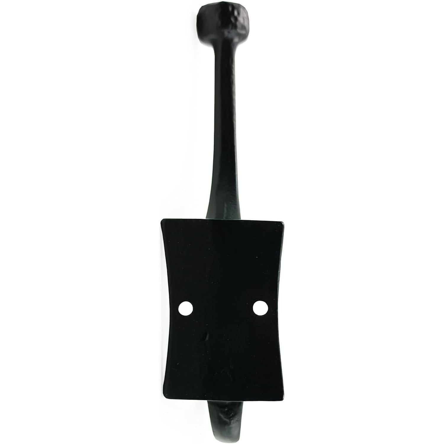 Wall Mounted Cast Iron Double Coat Hook | Black Powder Coated Vintage | 166 mm Height × 75 mm Depth × 53 mm Upper Hook × 40 mm Base Width × 59 mm Base Height | Hanger for Coats