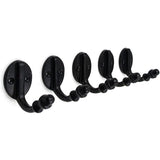 Wall Mounted Cast Iron Single Coat Hook | Black Powder Coated Finish | 60 mm Height × 70 mm Depth × 37 mm Width | Oval Base Decorative Hanger for Hats, Keys, Bags | Compact Hook