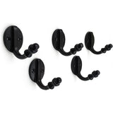 Wall Mounted Cast Iron Single Coat Hook | Black Powder Coated Finish | 60 mm Height × 70 mm Depth × 37 mm Width | Oval Base Decorative Hanger for Hats, Keys, Bags | Compact Hook