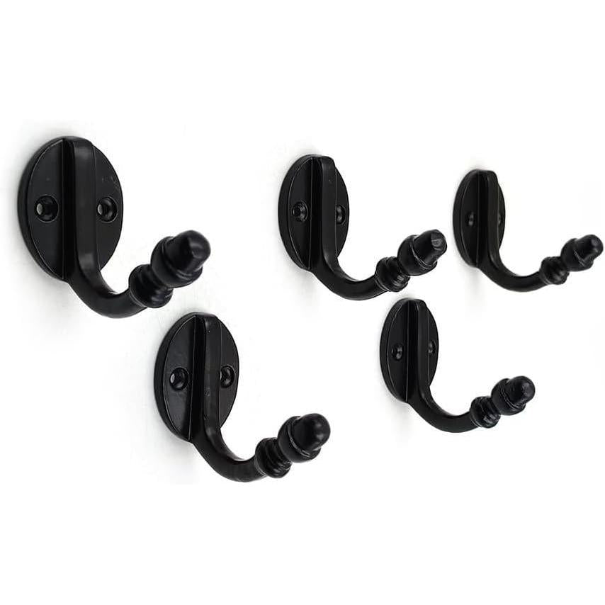 Wall Mounted Cast Iron Single Coat Hook | Black Powder Coated Finish | 60 mm Height × 70 mm Depth × 37 mm Width | Oval Base Decorative Hanger for Hats, Keys, Bags | Compact Hook