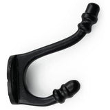 Wall Mounted Cast Iron Single Coat Hook | Black Powder Coated Finish | 80 mm Height × 78 mm Depth × 55 mm Base Length × 29 mm Width | Oval Base Hanger for Hats, Coats, Scarves