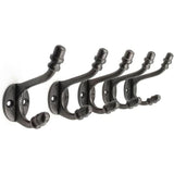 Wall Mounted Cast Iron Single Coat Hook | Black Powder Coated Finish | 80 mm Height × 78 mm Depth × 55 mm Base Length × 29 mm Width | Oval Base Hanger for Hats, Coats, Scarves