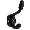 Wall Mounted Cast Iron Single Coat Hook | Black Powder Coated Finish | 80 mm Height × 78 mm Depth × 55 mm Base Length × 29 mm Width | Oval Base Hanger for Hats, Coats, Scarves