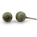Wood Cabinet Knob | Ceramic Finish Round Drawer Pull Handle with Grey Textured Pattern | Decorative Knob for Dressers Wardrobes | 36x36 mm Face | 34.5 mm Depth | 81 mm Length