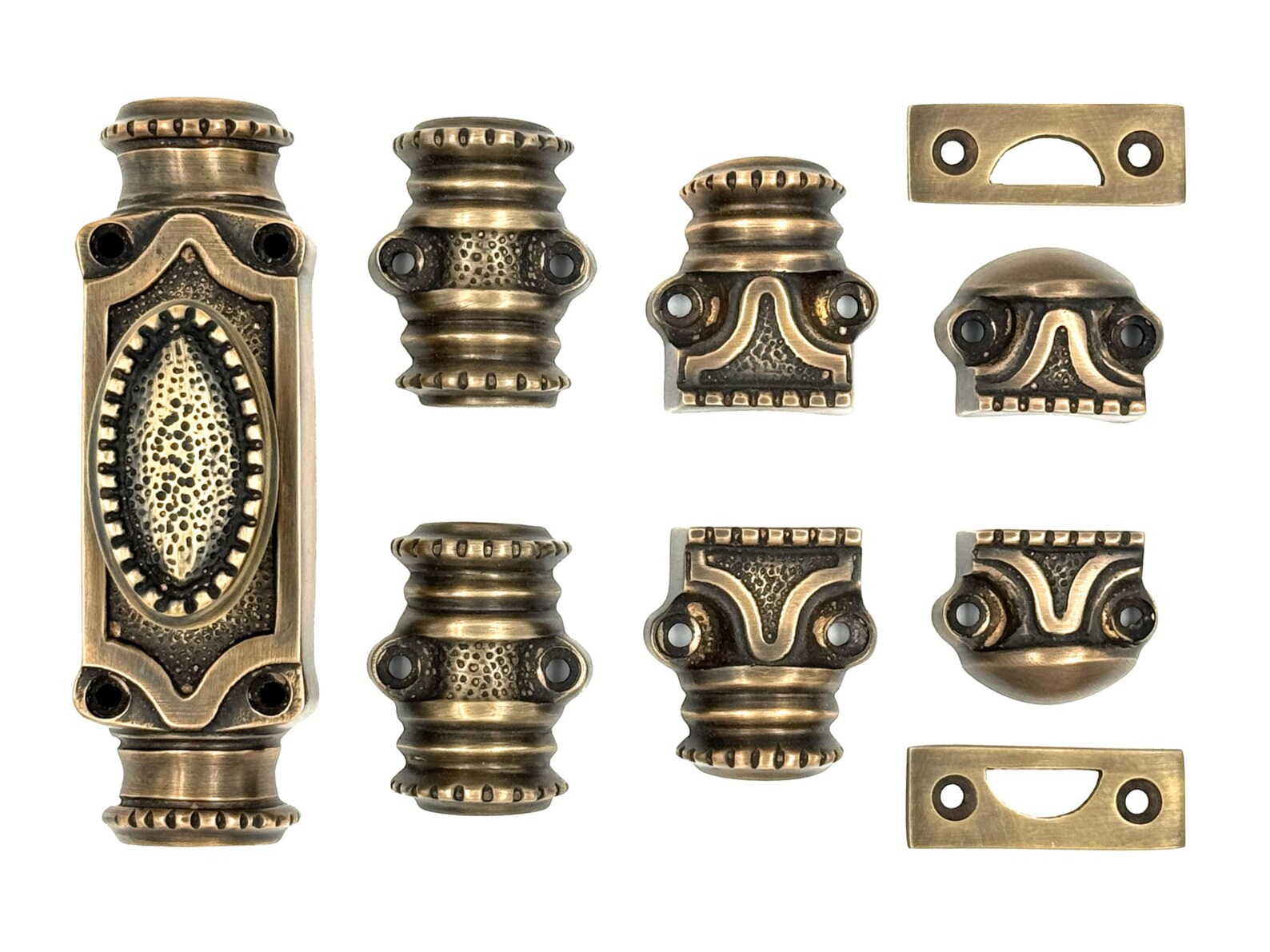 Hamilton Brass beaded Window espagnolette or cremone bolt -Antique Brass Lacquered
