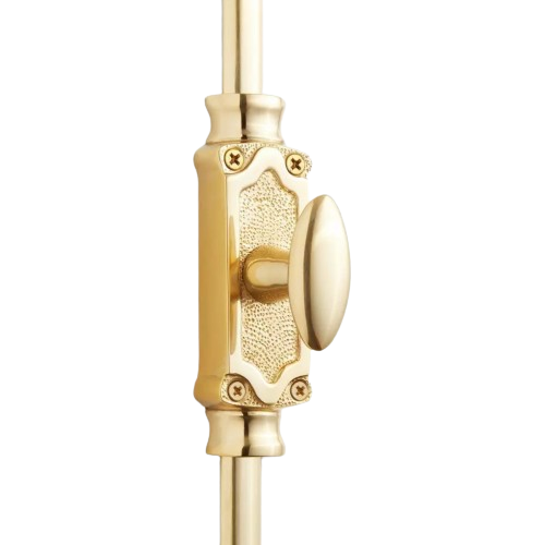 Hamilton Brass Stepney Window Brass Espagnolette Bolt or Cremone Bolt Hardware 6 feet Polished Brass LacqueredUp to 6 feet