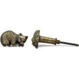 Antique Brass Cat Cabinet Knob – Cast Iron Drawer Handle with Screw | Vintage Sleeping Cat Design Pull for Cupboards, Wardrobes & Furniture Restoration (1 Piece)